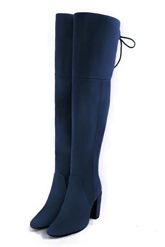 Navy blue dress thigh-high boots for women - Florence KOOIJMAN